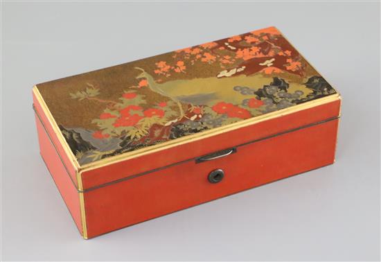 A Japanese lacquered jewellery casket, late Meiji period, width 22cm depth 12cm height 7cm
